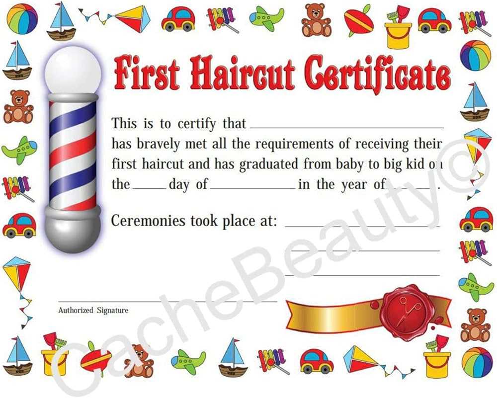 free printable first haircut certificate