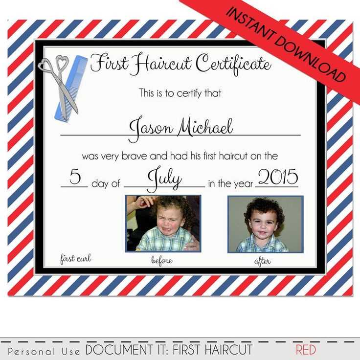 free printable first haircut certificate