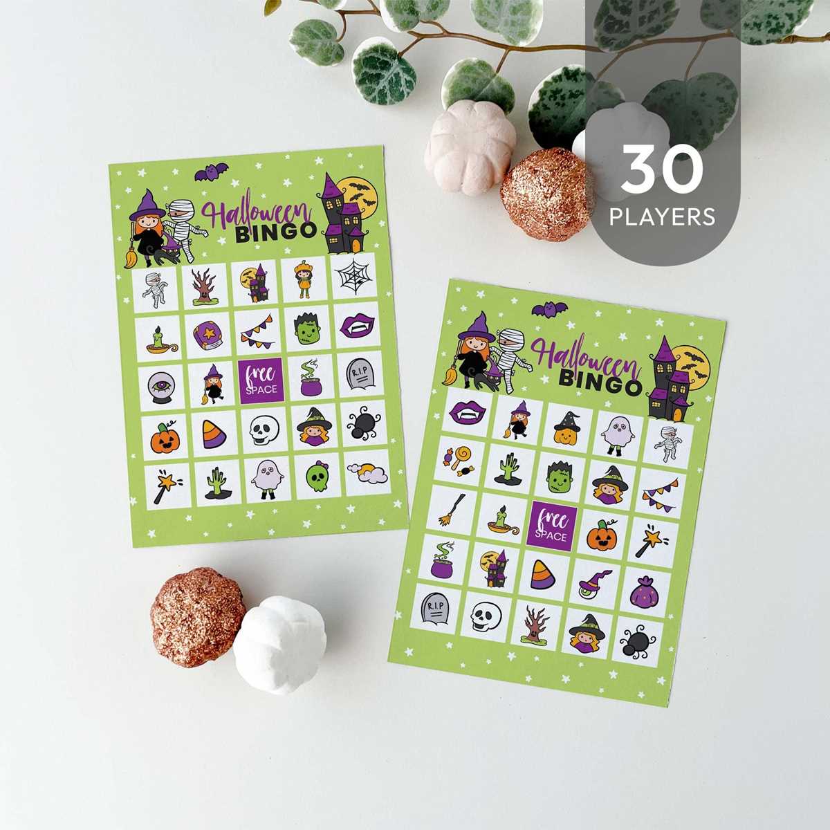 free printable halloween bingo cards for 30 players