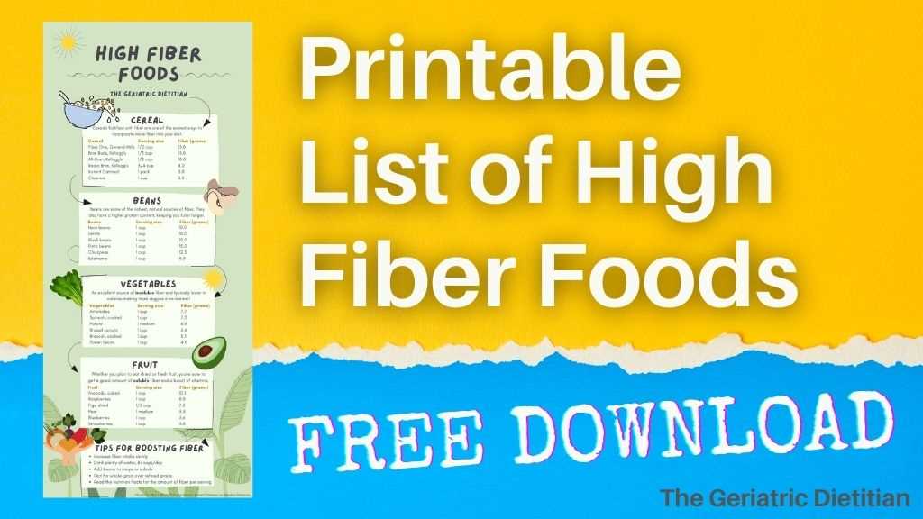 free printable high fiber food list