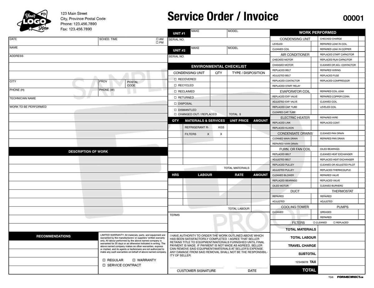 free printable hvac invoice template