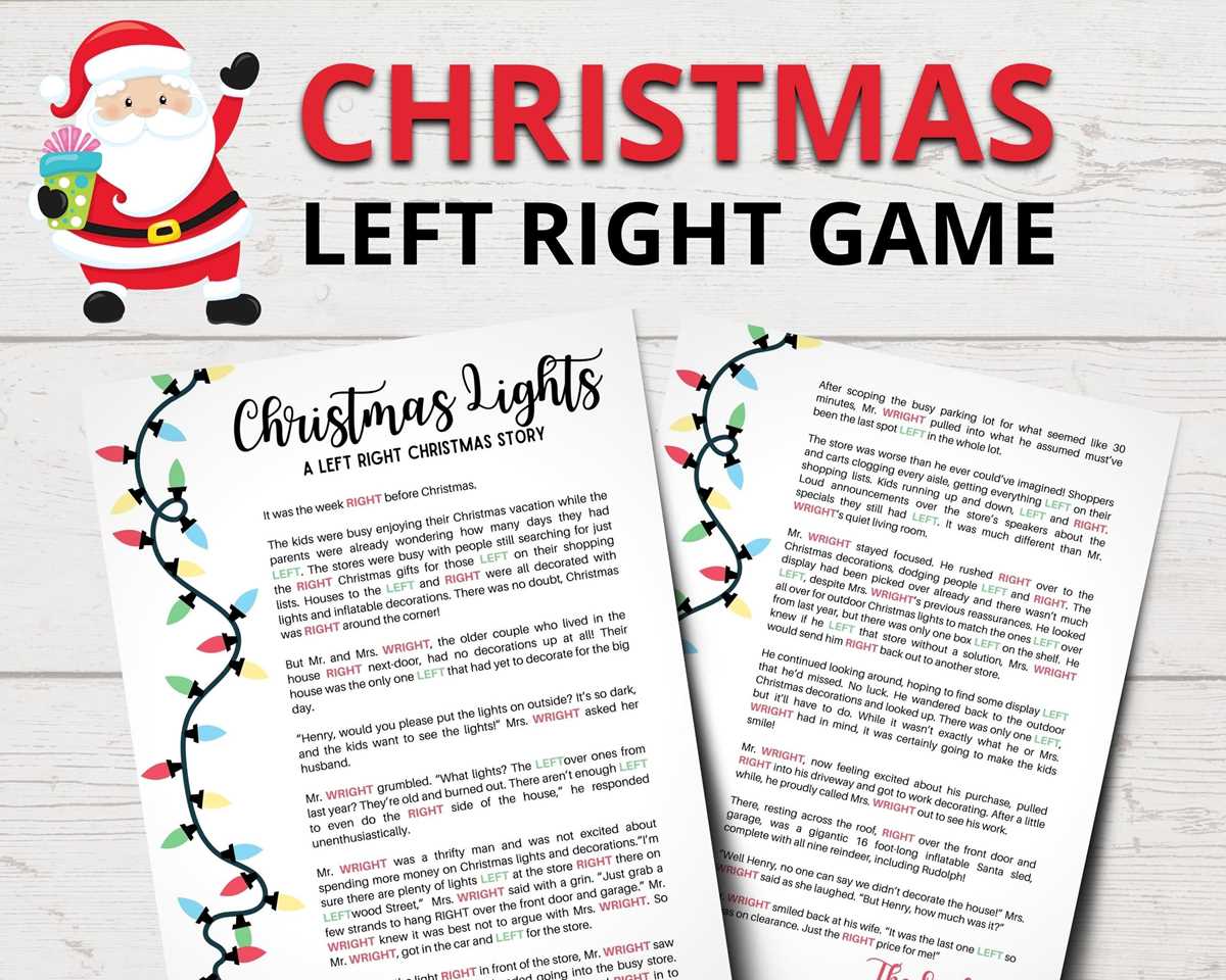 free printable left right christmas game
