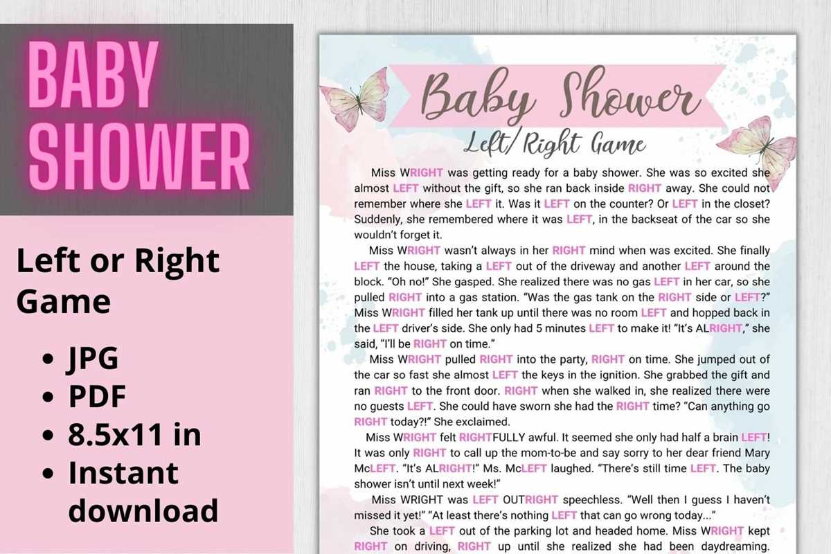 free printable left right game
