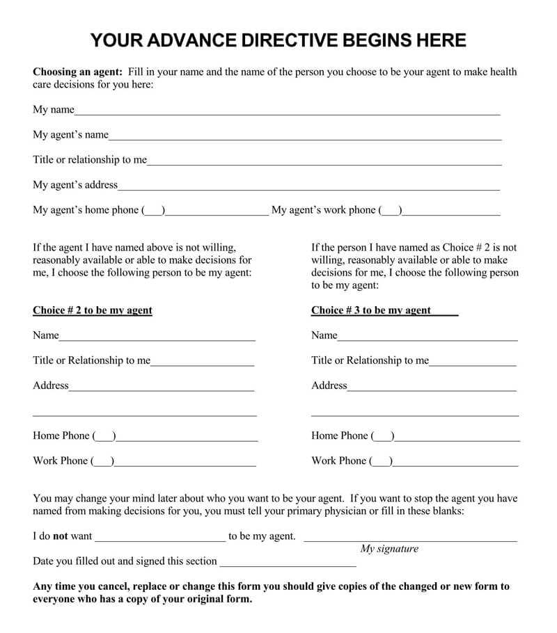 free printable living will forms