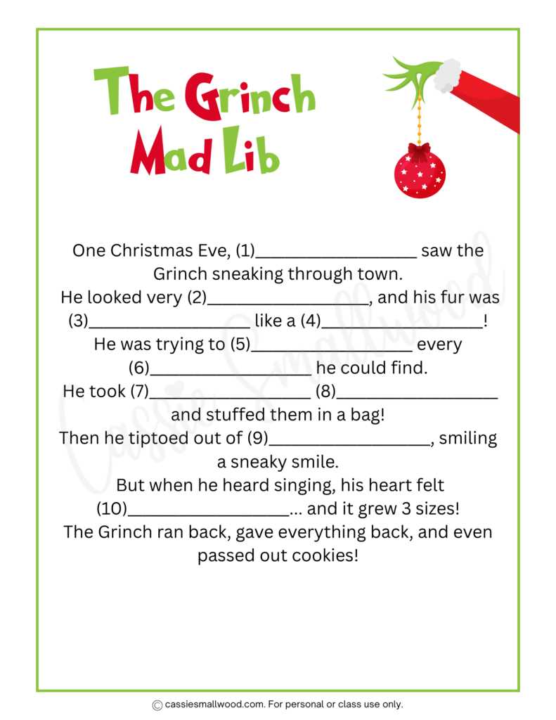 free printable mad libs