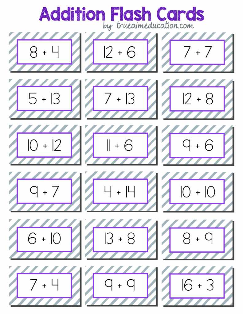 free printable math flash cards