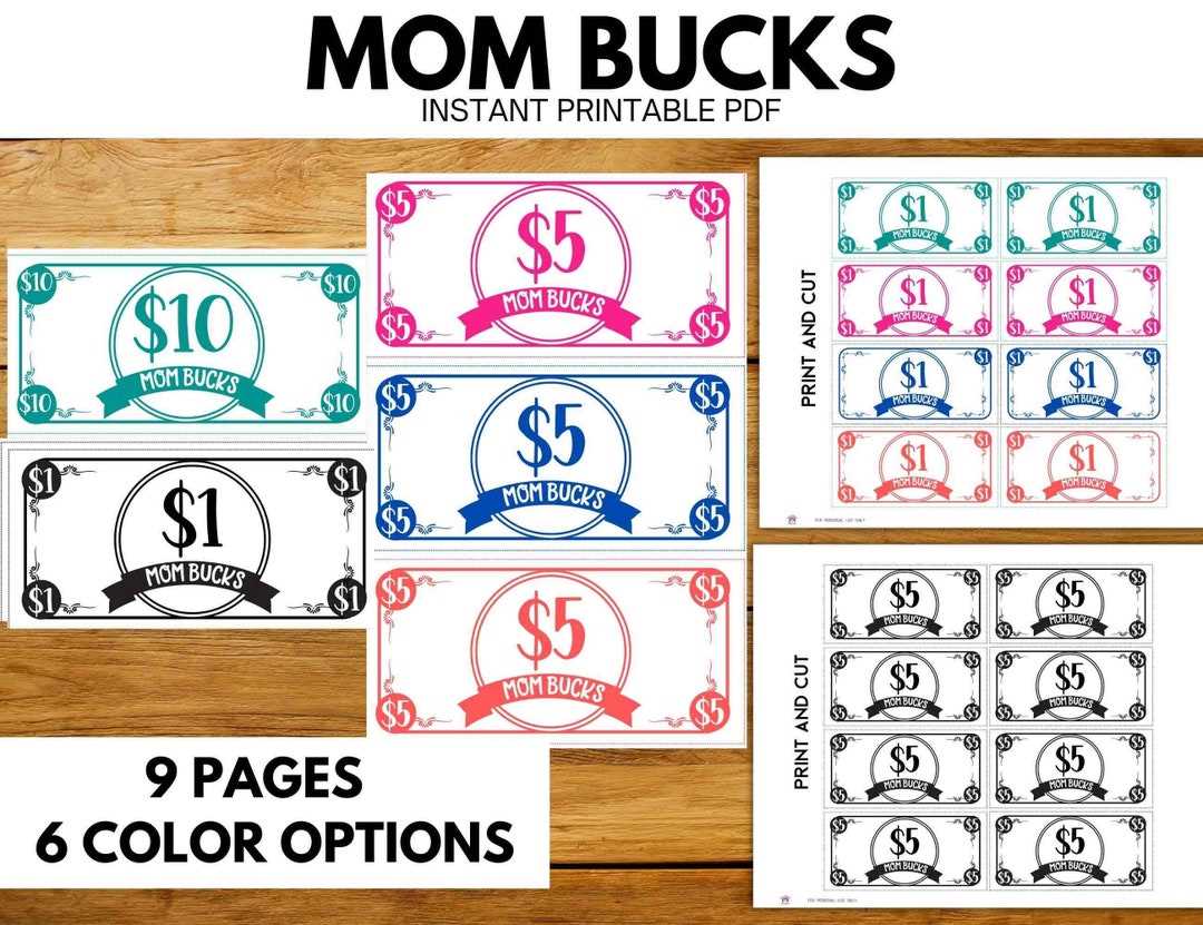 free printable mom bucks