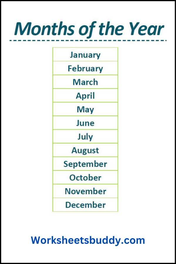 free printable months of the year worksheets