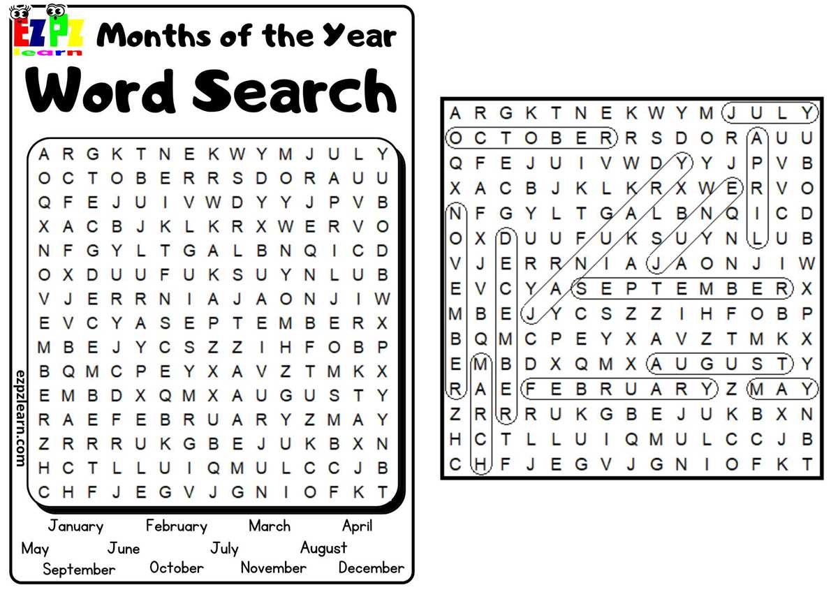 free printable months of the year worksheets