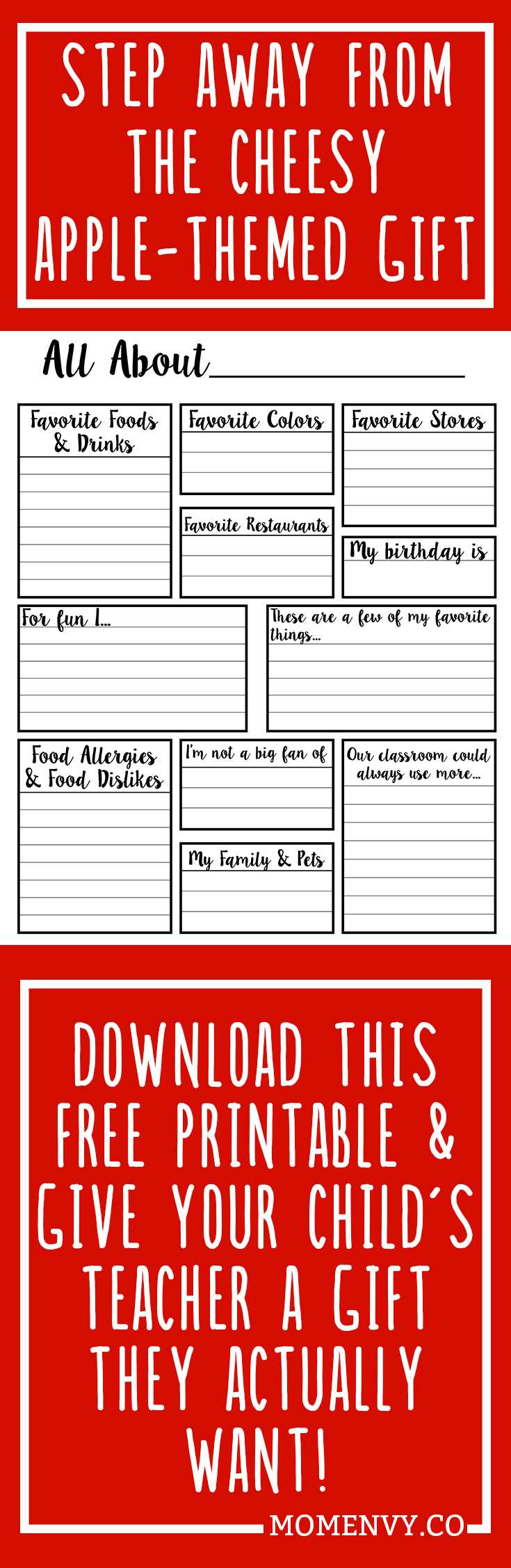 free printable my favorite things list printable