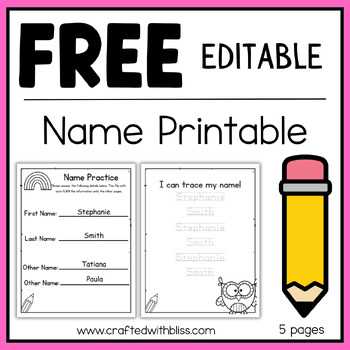 free printable name worksheets