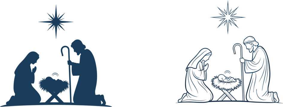 free printable outline printable nativity silhouette