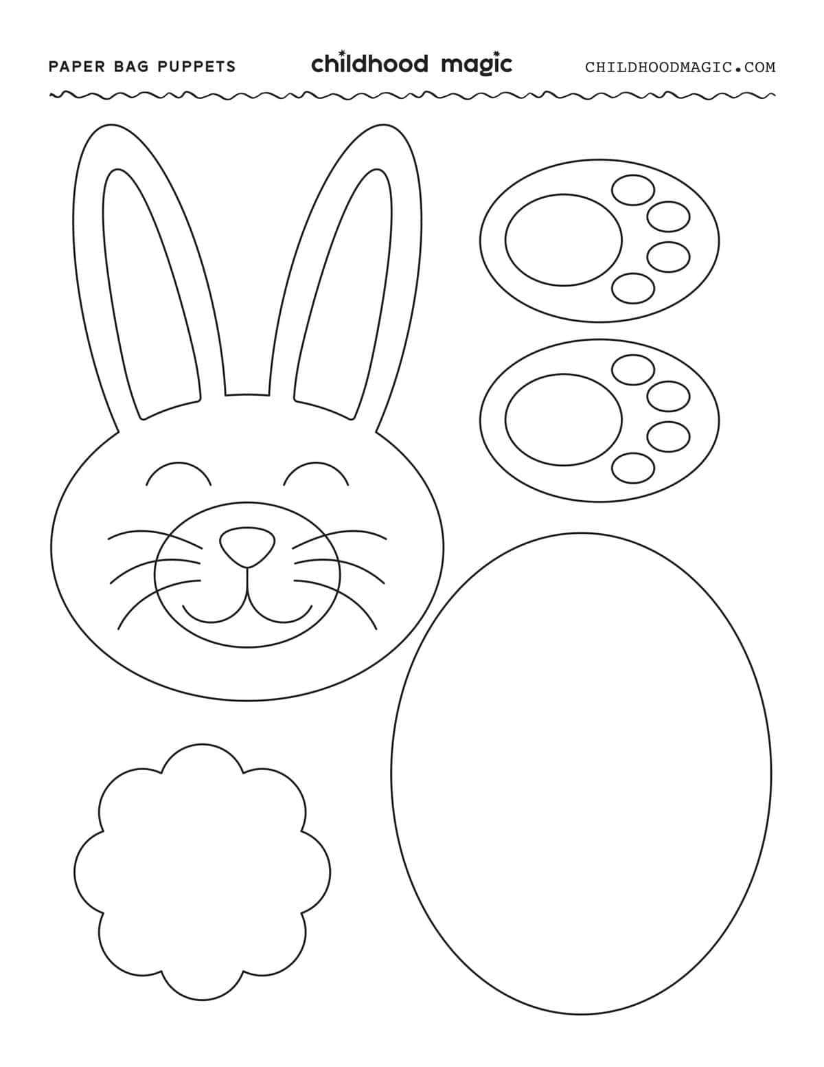 free printable paper bag bunny puppet templates
