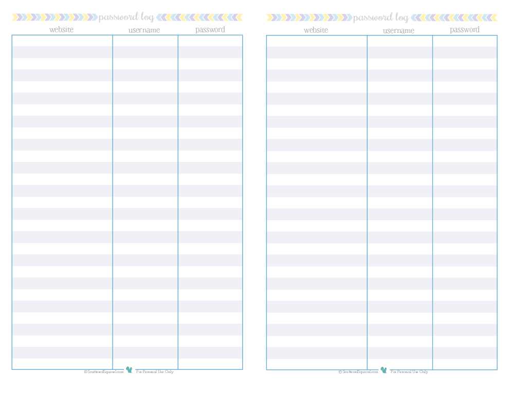 free printable password keeper