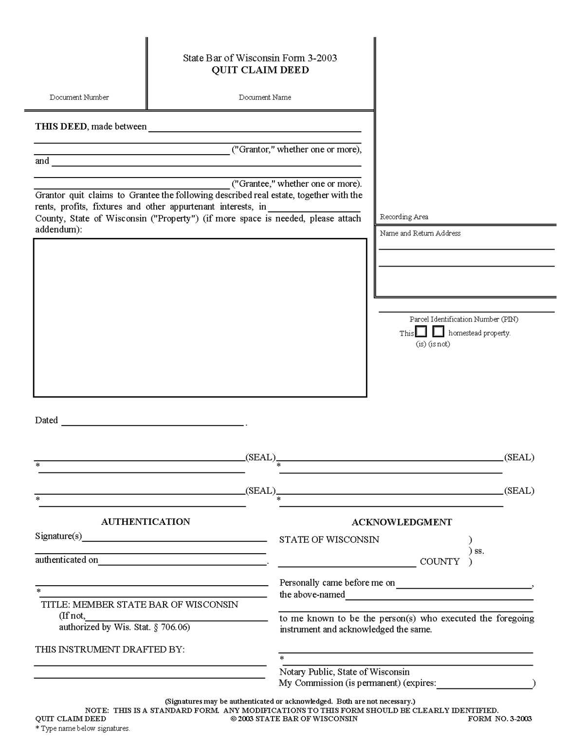 free printable quit claim deed
