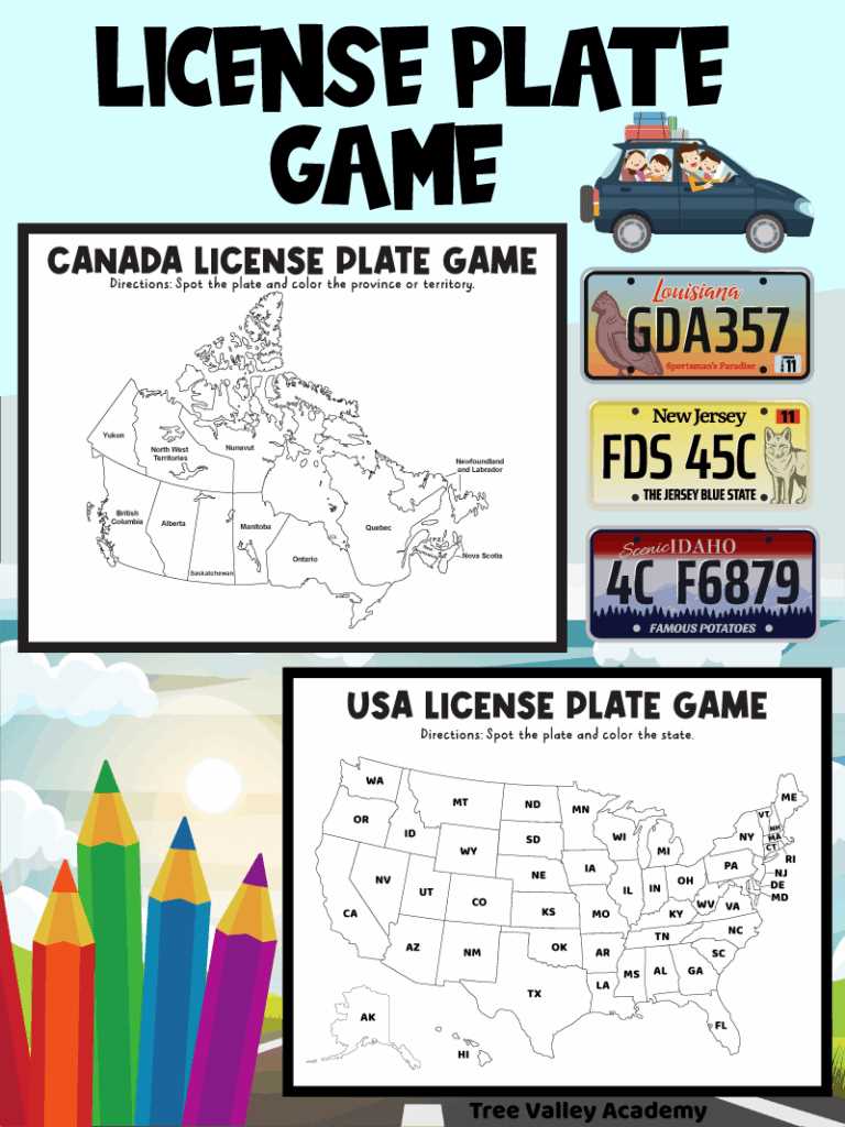 free printable road trip license plate game