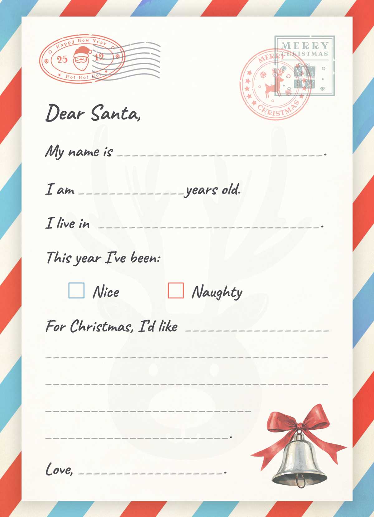 free printable santa letter template