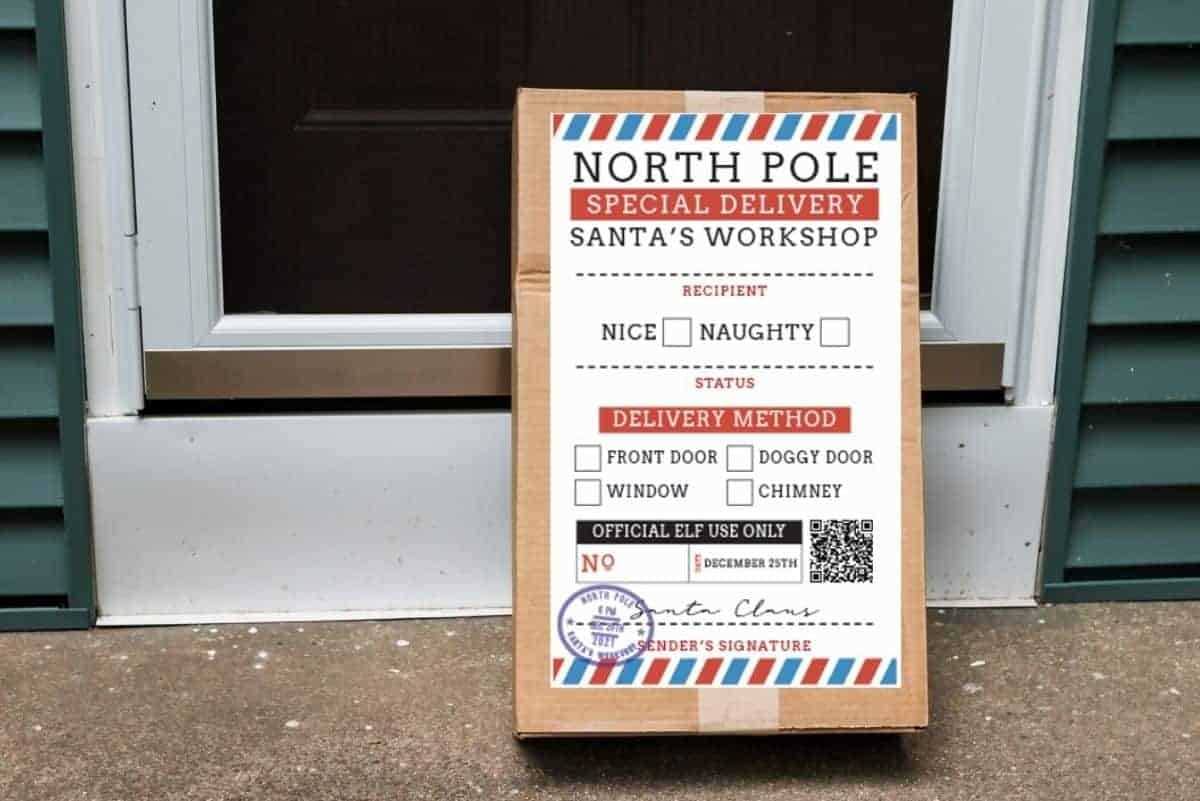 free printable santa shipping label