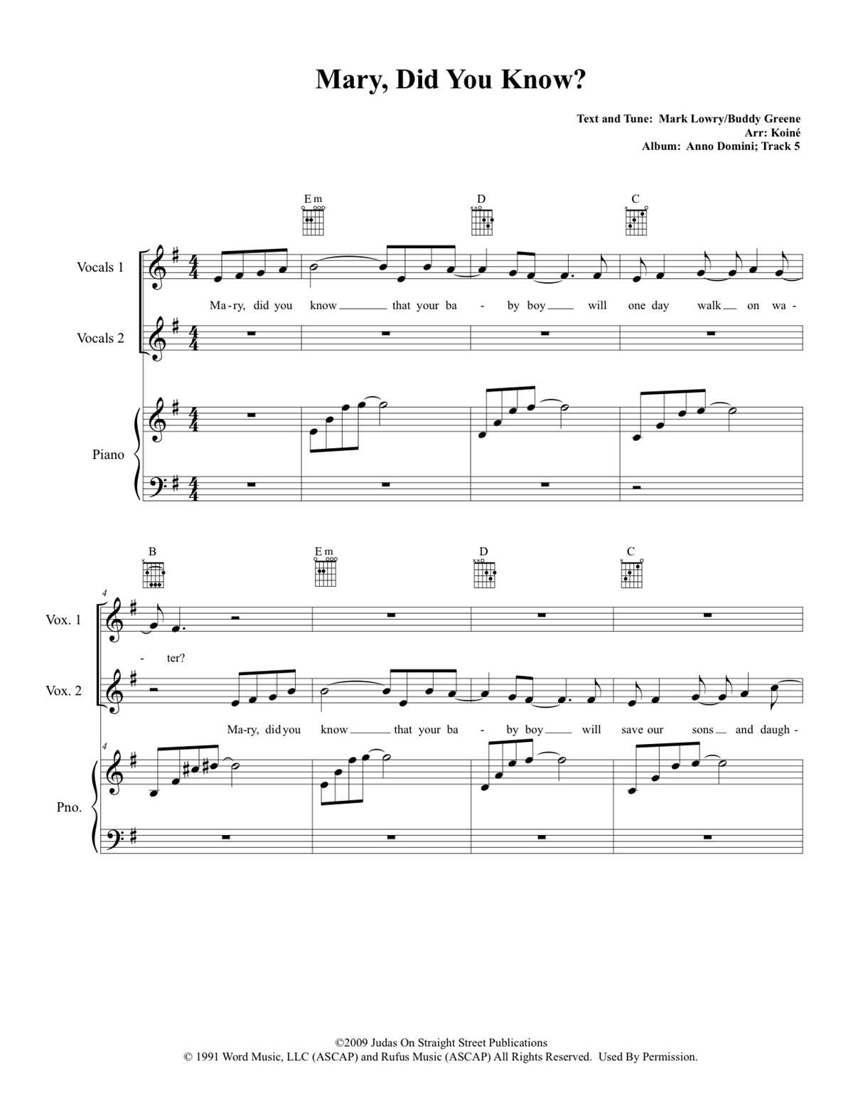 free printable sheet music mary did you know
