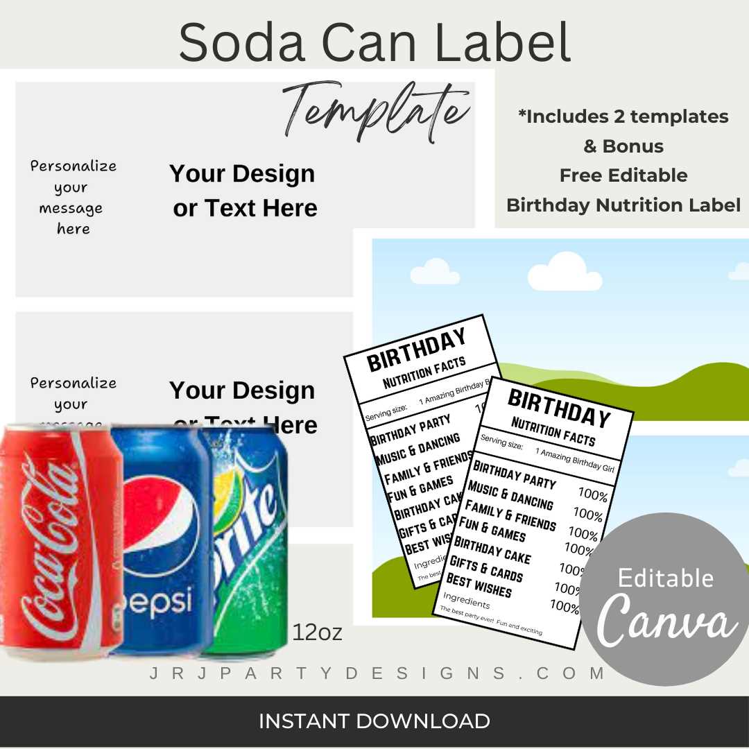 free printable soda labels