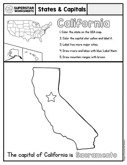 free printable states and capitals worksheets