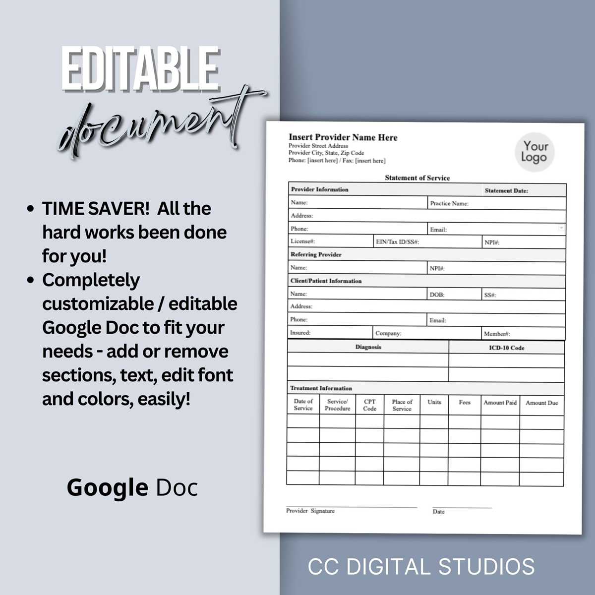free printable superbill template