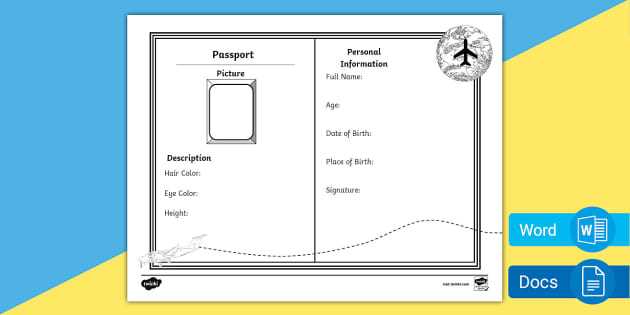 free printable template for mini passport book
