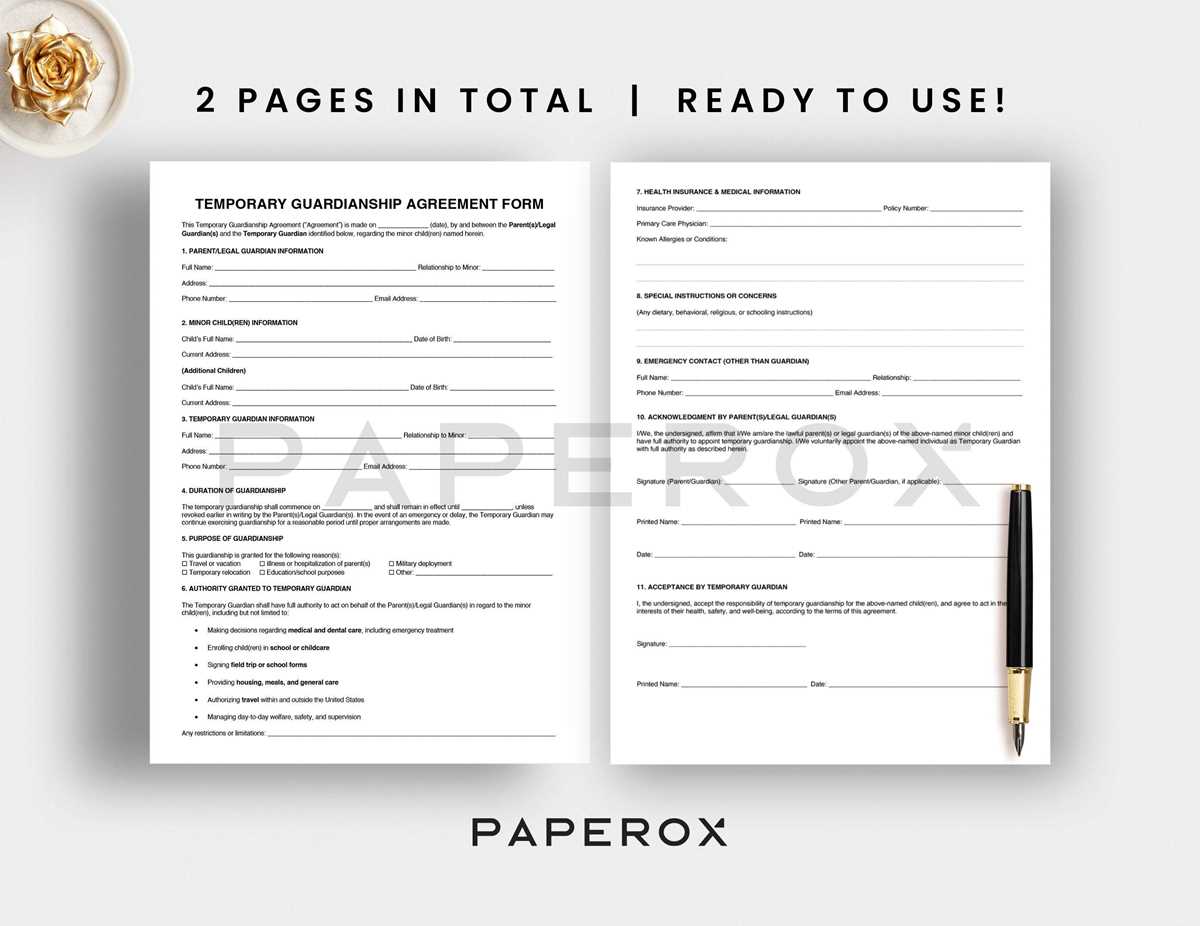 free printable temporary guardianship form