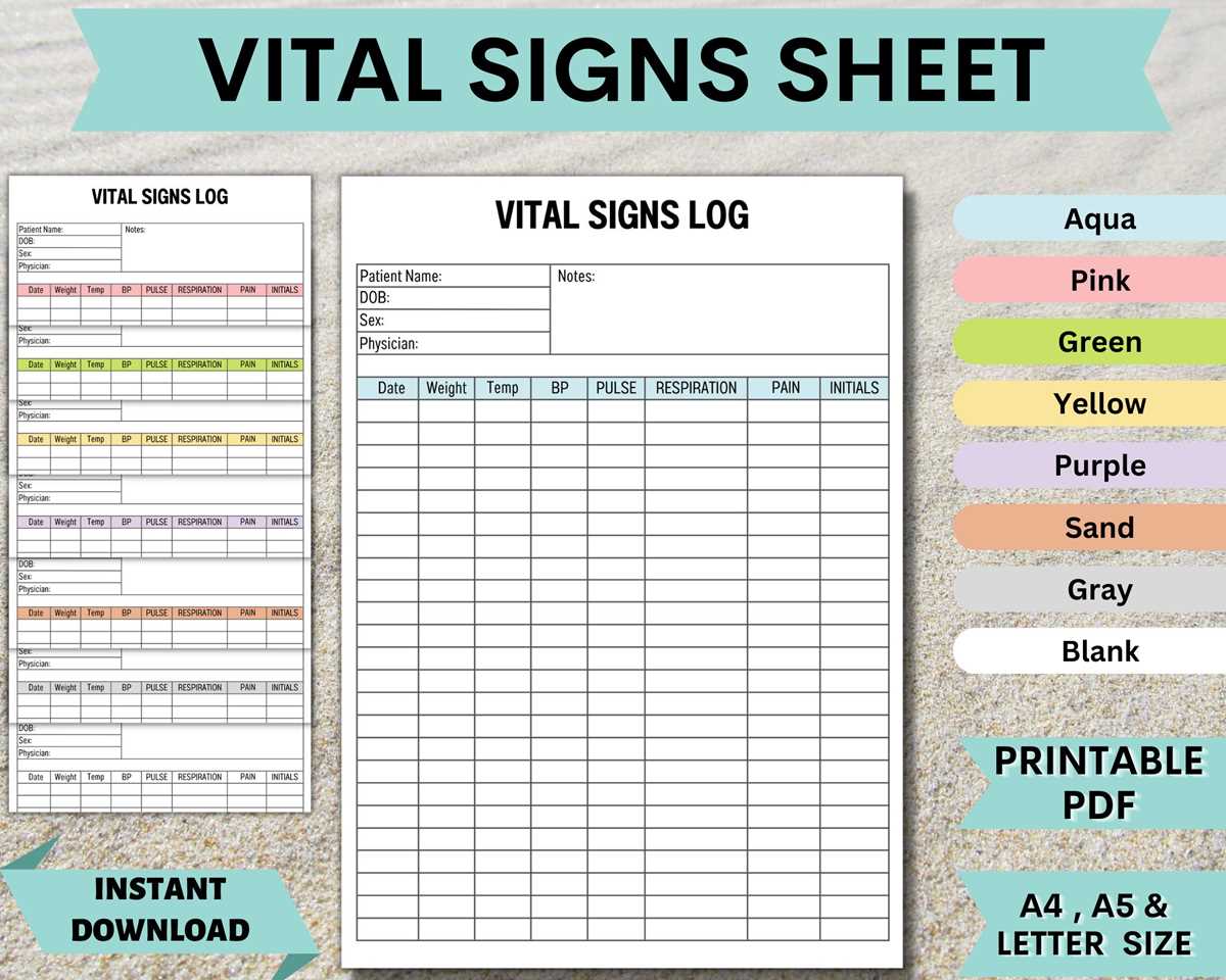 free printable vital sign sheet