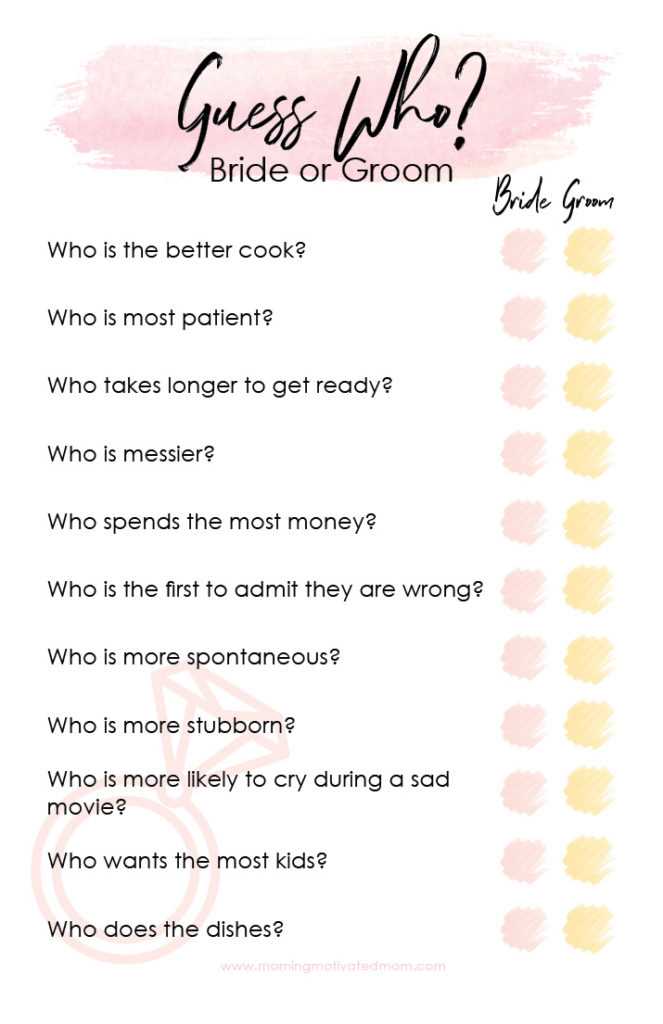 free printable wedding shower games