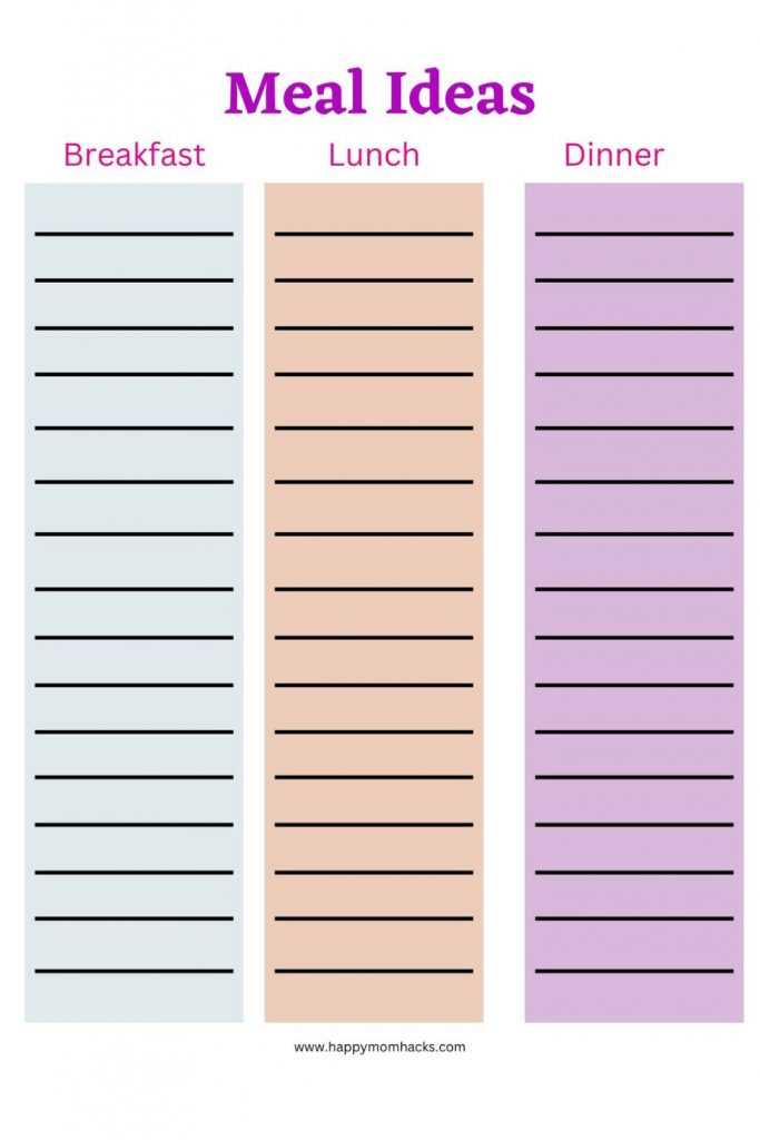 free printable weekly menu