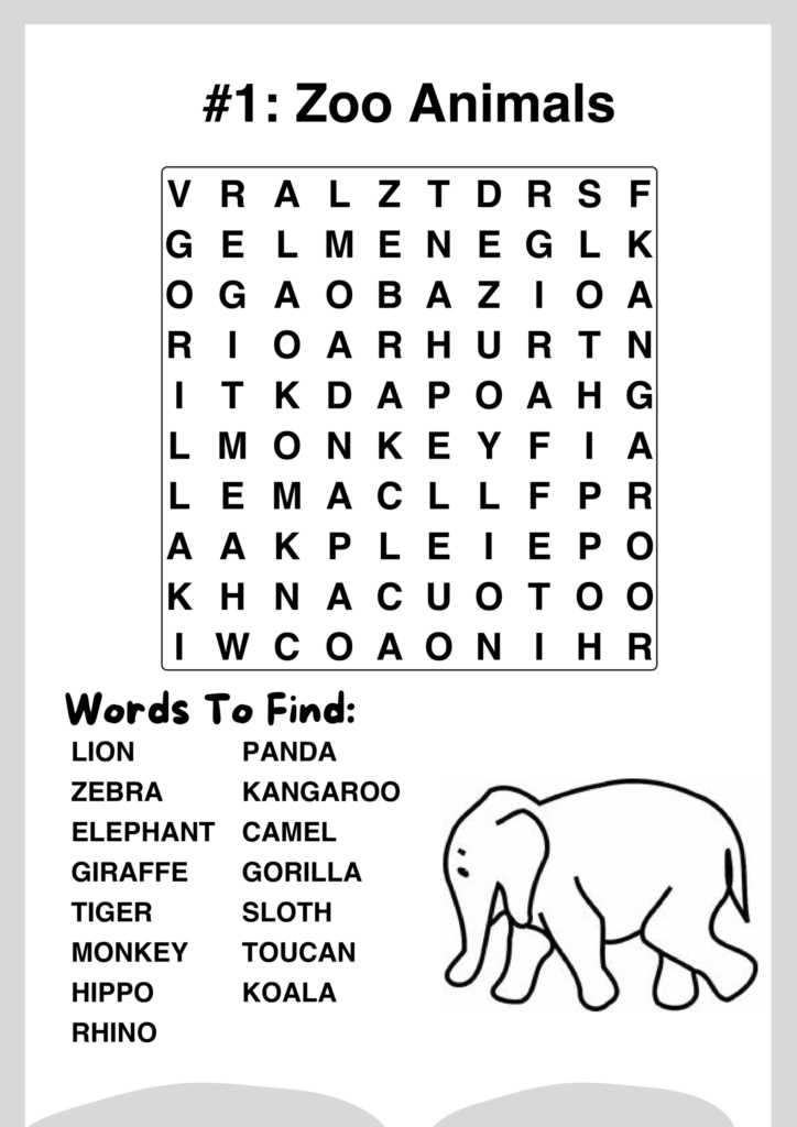 free printable word seach