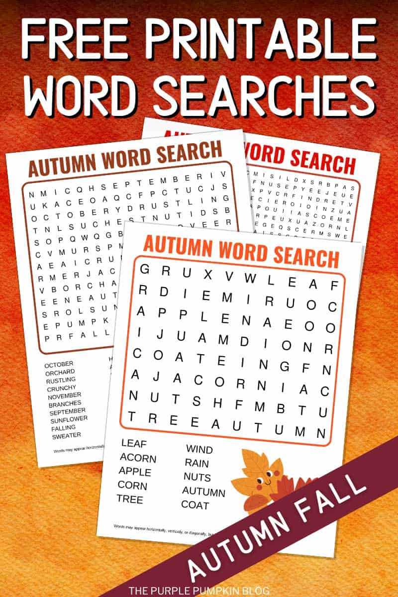 free printable word searches for fall