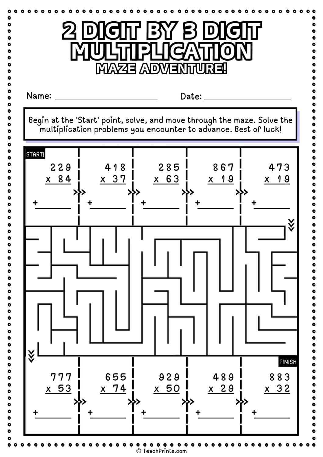fun multiplication printables