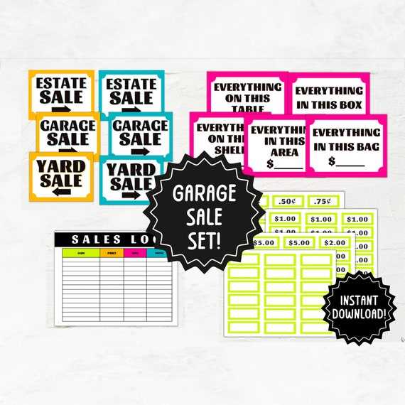 garage sale printables