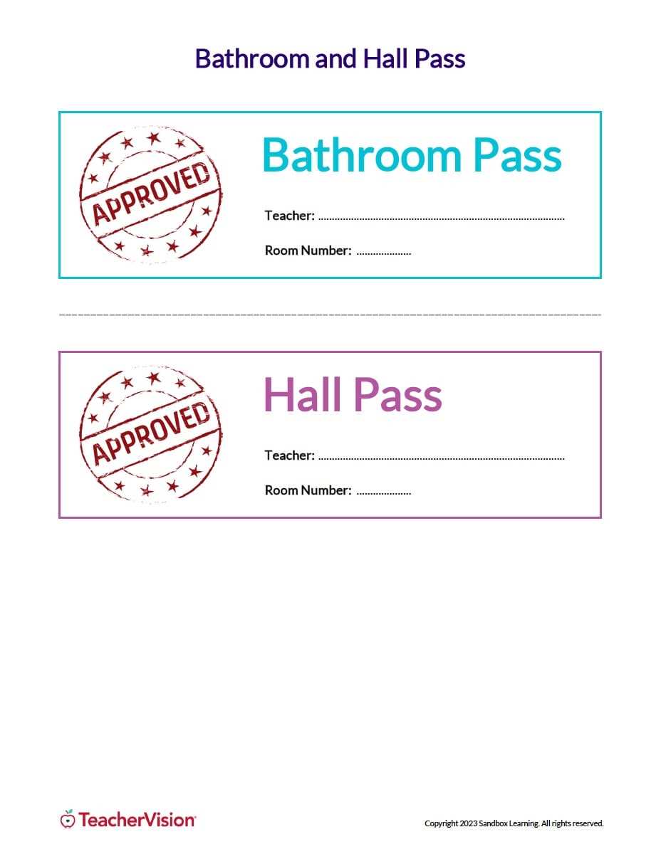 hall passes printable