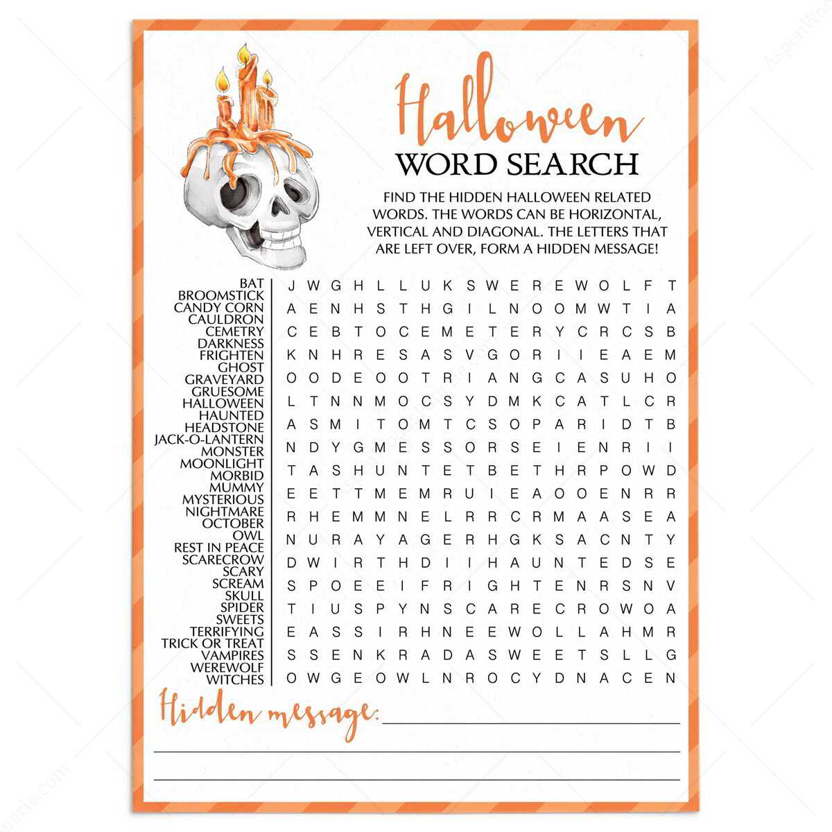halloween find a word free printable