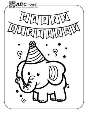 happy birthday coloring page printable