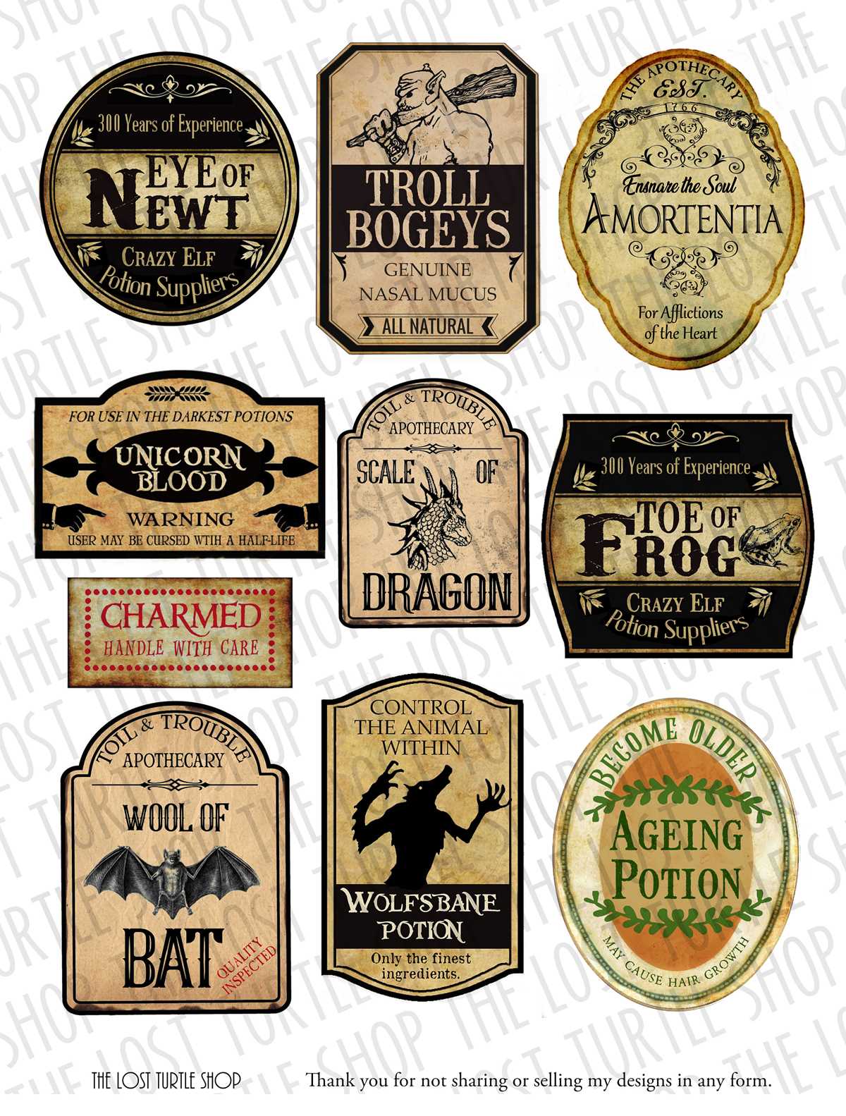 harry potter potion labels printable