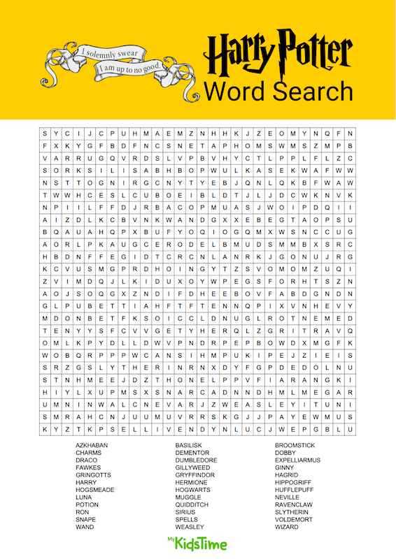 harry potter word searches printable