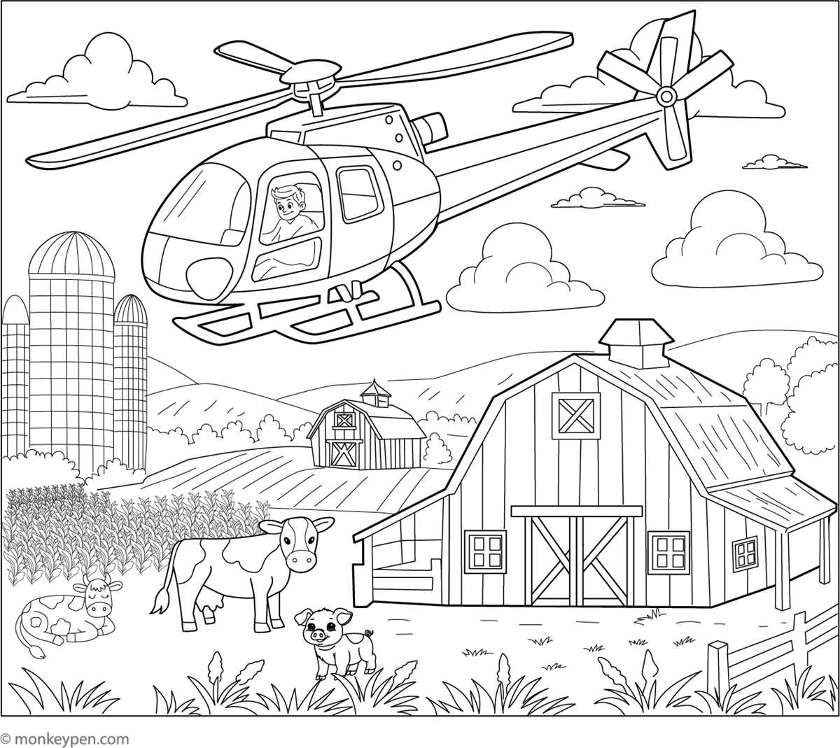 helicopter colouring pages printable
