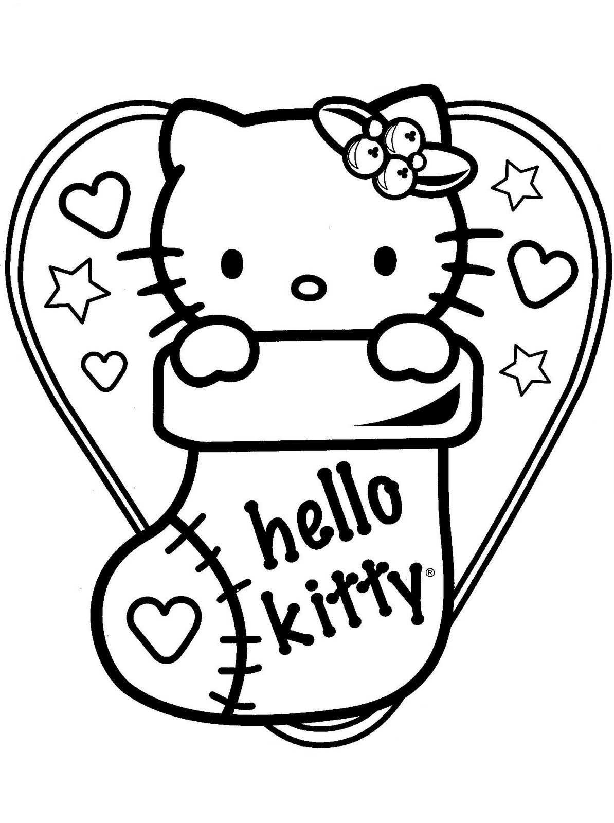 hello kitty christmas coloring pages printable