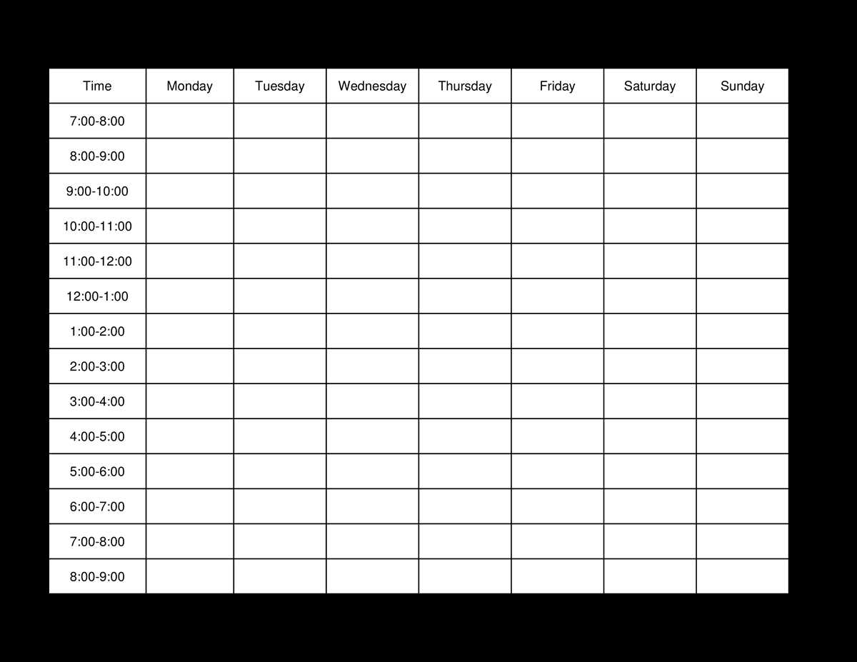 hourly weekly planner printable