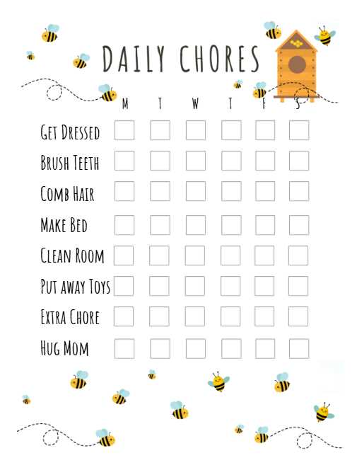 household chores list printable