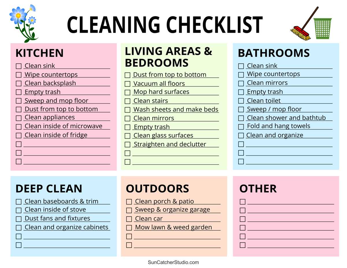 household cleaning schedule printable