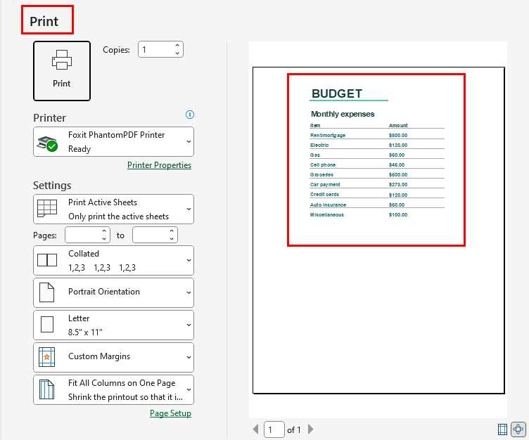 how to adjust printable area in excel