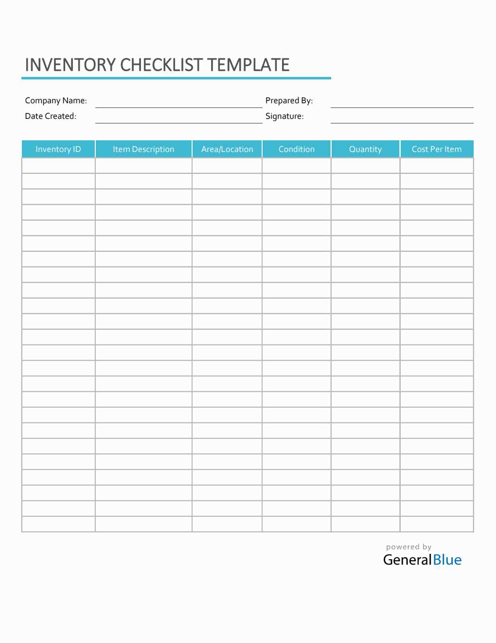 inventory printable sheets