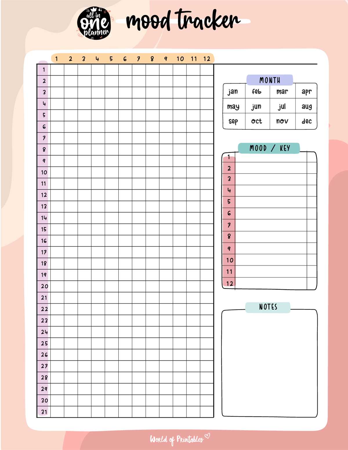january mood tracker printable