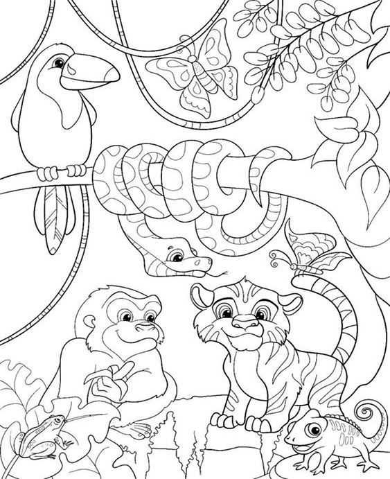 jungle animals printable coloring pages