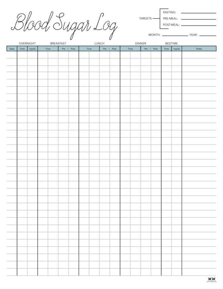 large print monthly free printable blood sugar log sheet